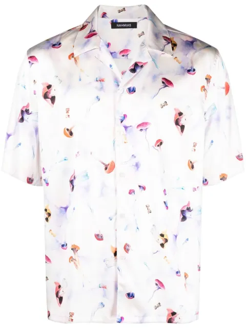 Nahmias chemise en soie à imprimé graphique