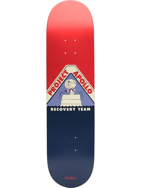 The Skateroom x Peanuts Project Apollo Recovery Team skateboard