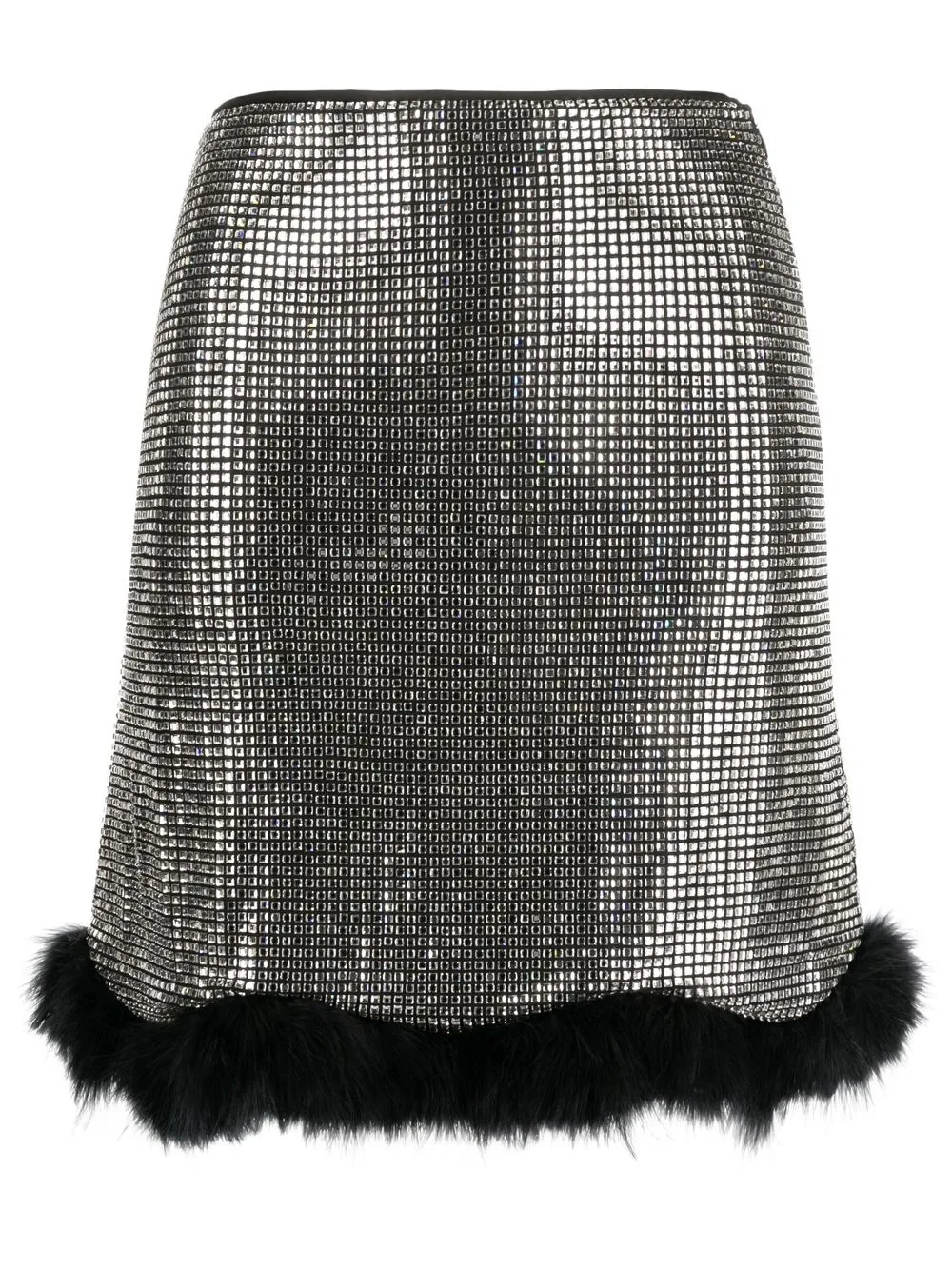 

MACH & MACH crystal-embellished feather-trimmed mini skirt - Silver