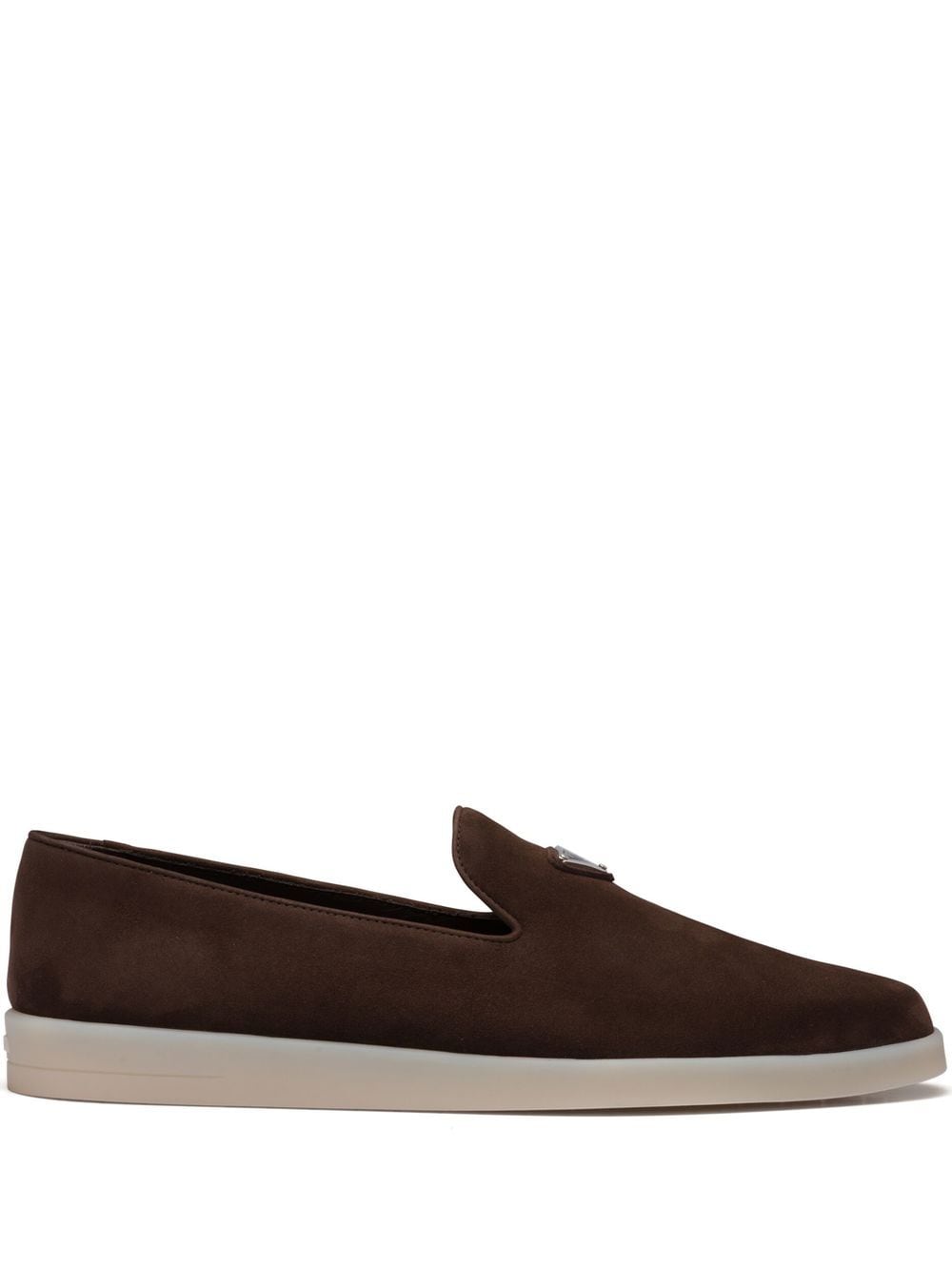 Prada triangle-patch Suede Loafers - Farfetch