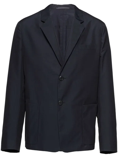 Blazer boutonné à patch logo - Prada - Modalova