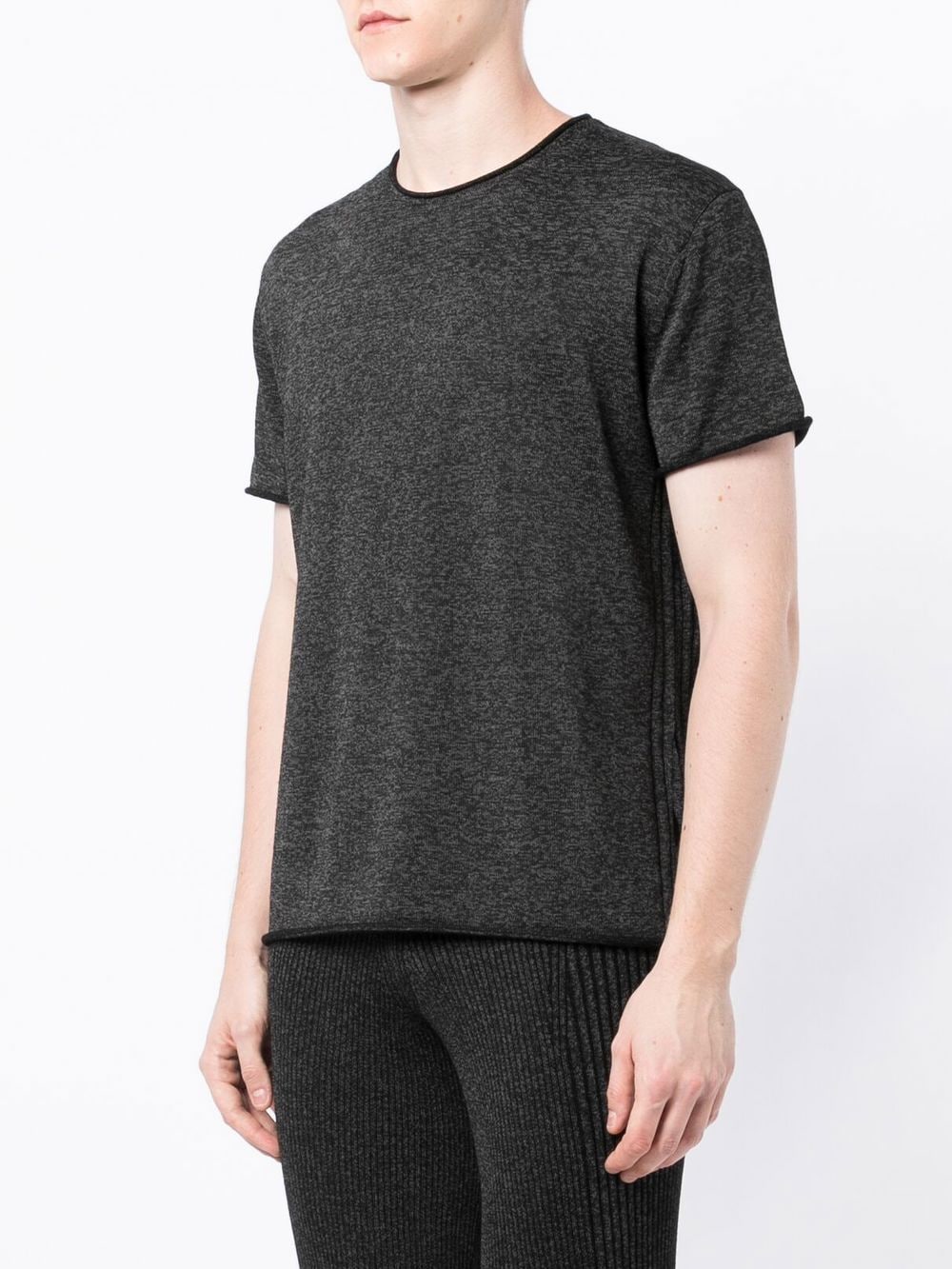 Shop Dion Lee Reflective Marl-knit T-shirt In Black