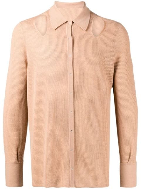 Dion Lee wool-blend rib pointelle shirt