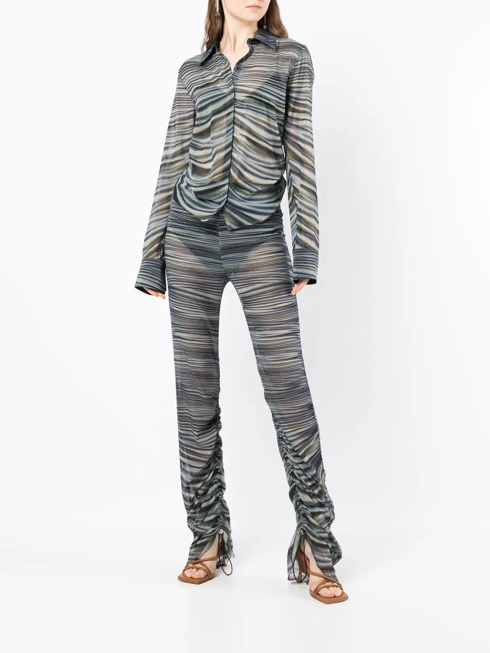 Dion Lee Gestreepte blouse - Groen