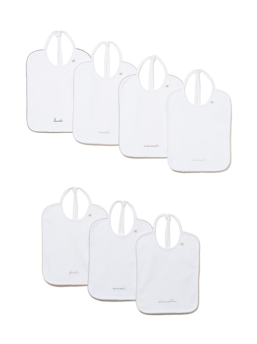 Bonpoint seven-pack embroidered bibs - White