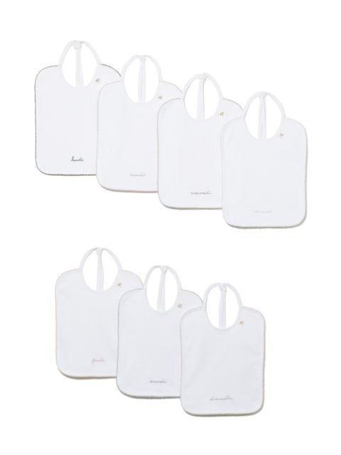 Bonpoint seven-pack embroidered bibs