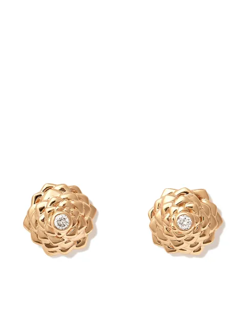 Sydney Evan 14kt yellow gold Camellia diamond stud earrings