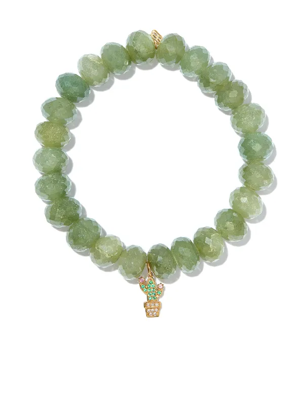 Sydney Evan 14kt Yellow Gold Silverite Cactus Charm Beaded