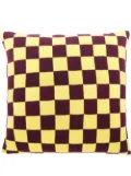 The Elder Statesman checkerboard-pattern cashmere cushion - Yellow