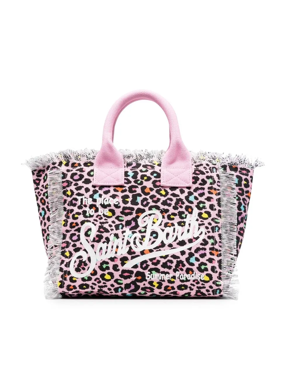 Mc2 Saint Barth Kids' Colette Leopard-print Tote Bag In 粉色