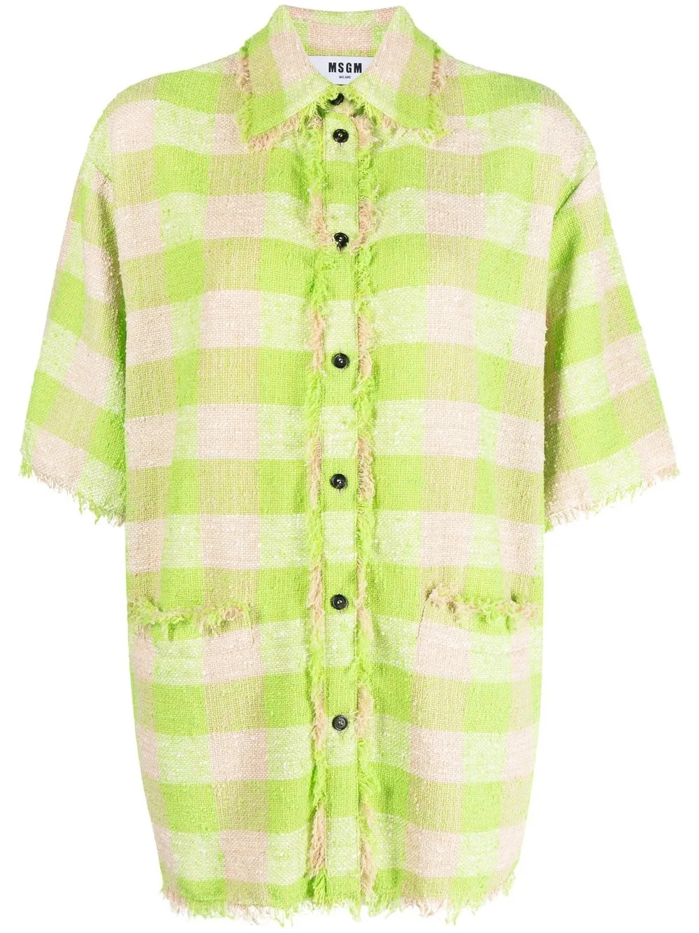 

MSGM camisa a cuadros con flecos - Verde