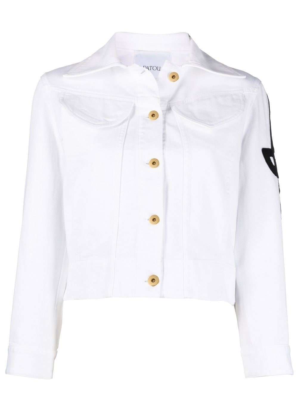 Patou Embroidered-logo Detail Denim Jacket In White | ModeSens