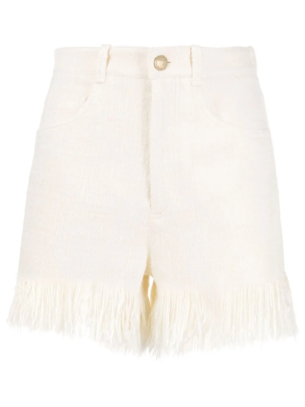 

Chloé fringe-trim silk shorts - White