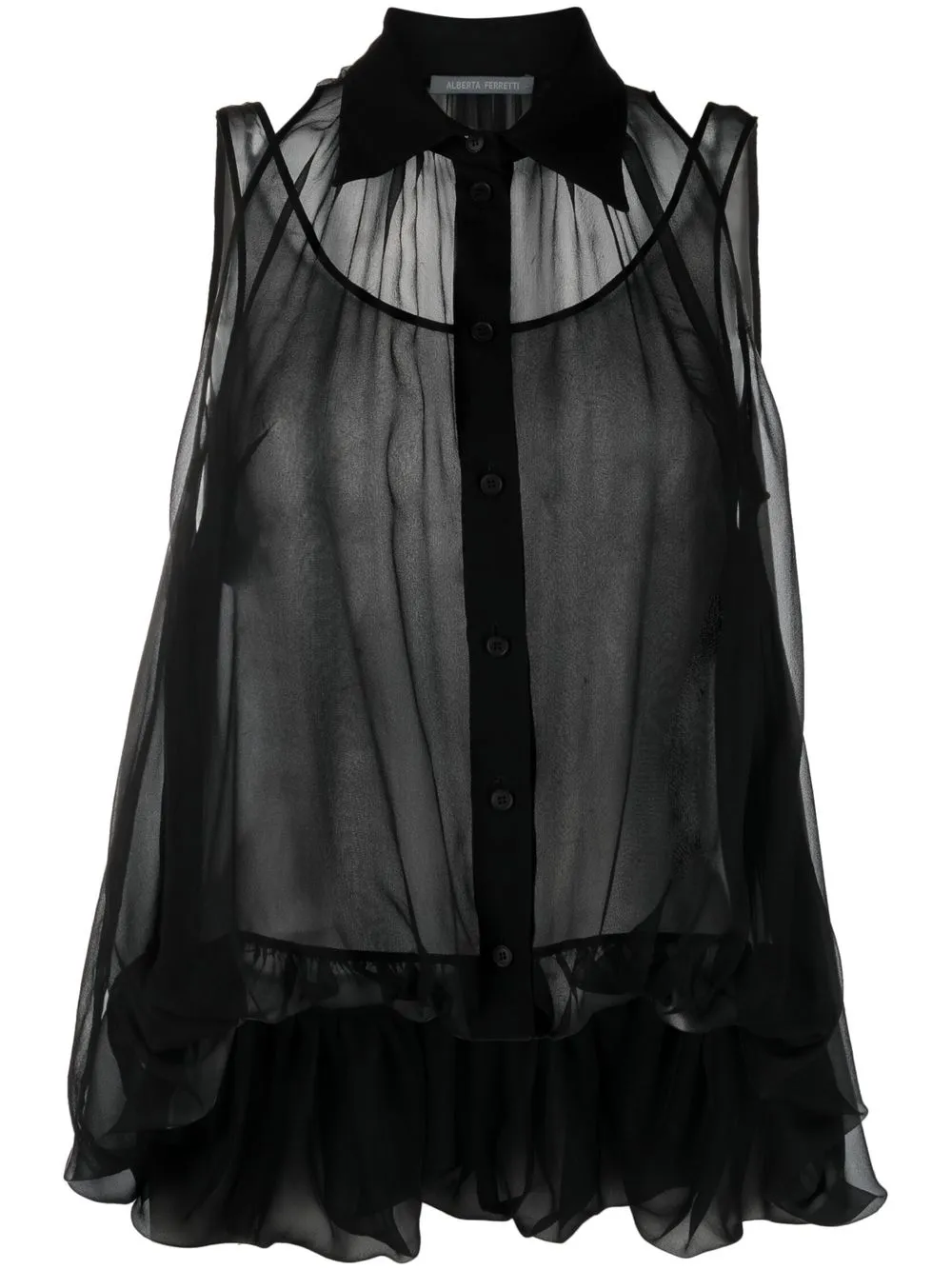 

Alberta Ferretti playera con cuello redondo - Negro