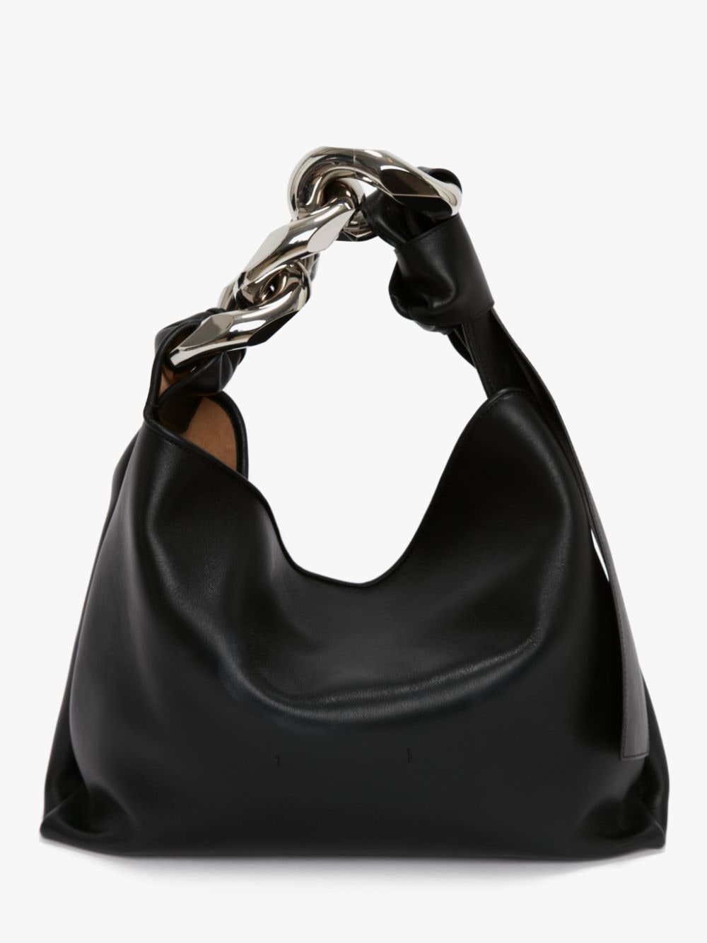 SMALL CHAIN HOBO - LEATHER SHOULDER BAG in black | JW Anderson