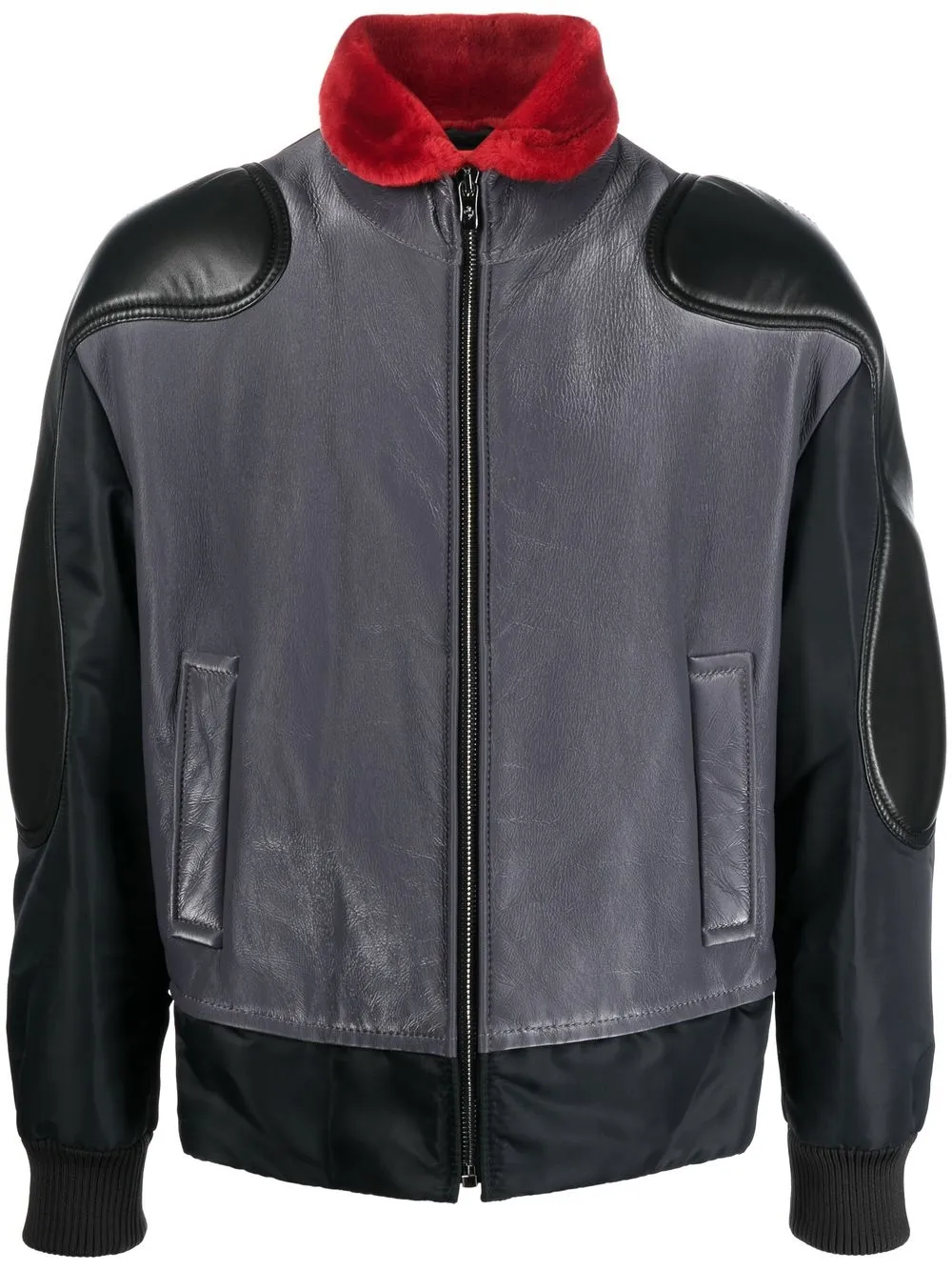 

Ferrari shearling-trim zip-up leather jacket - Black