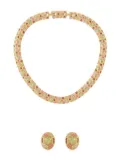 Susan Caplan Vintage 1980s D'Orlan crystal-embellished earrings and necklace set - Gold