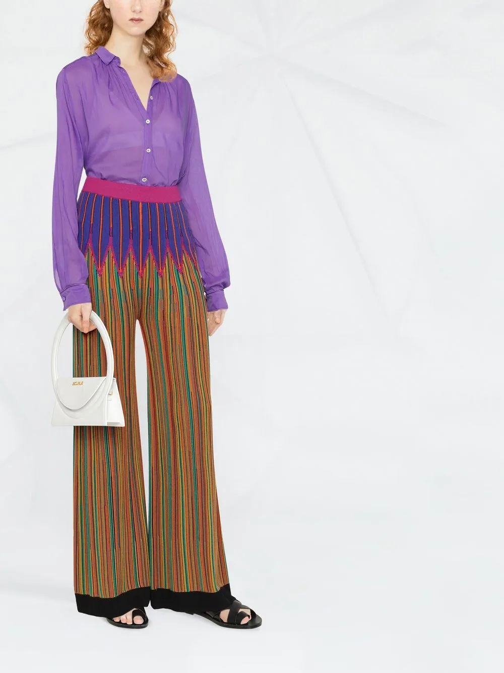Forte Forte Broek met abstracte streep - Blauw