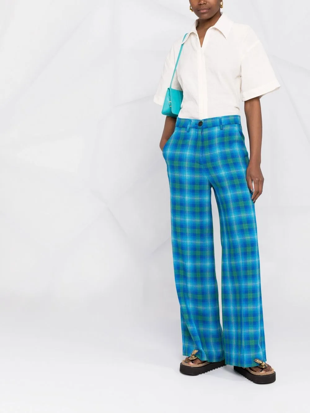 Forte Forte Broek met wijde pijpen - Blauw