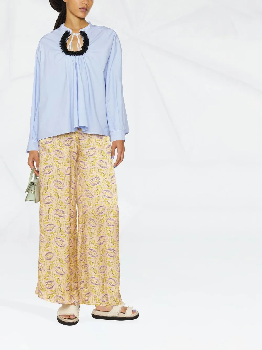 Forte Forte Blouse met keyhole hals - Blauw