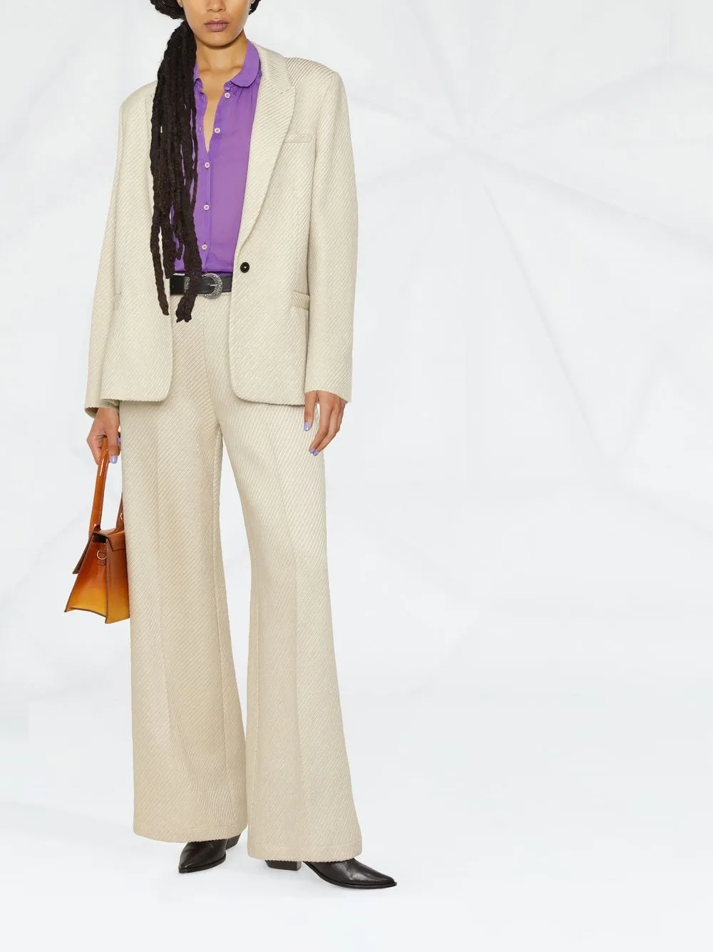 Forte Forte Pantalon met wijde pijpen - Beige