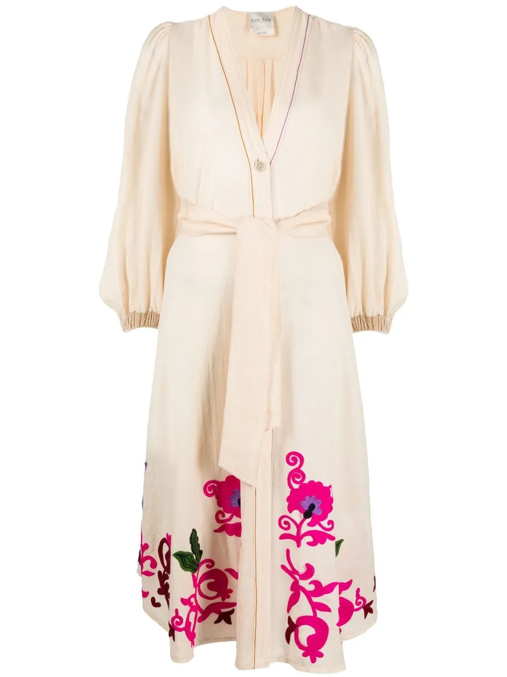 Forte Forte floral-print belted midi dress - Neutrals