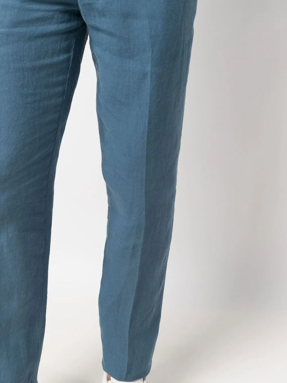 120 Lino Slimfit Linen Trousers In Blue ModeSens