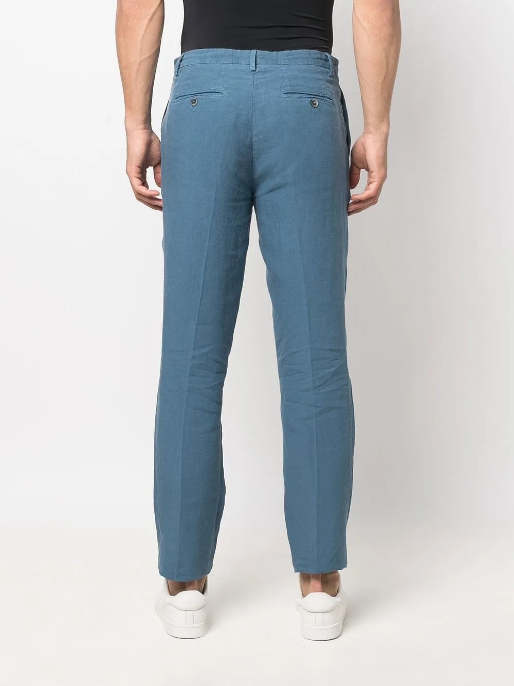 120 Lino Slimfit Linen Trousers In Blue ModeSens