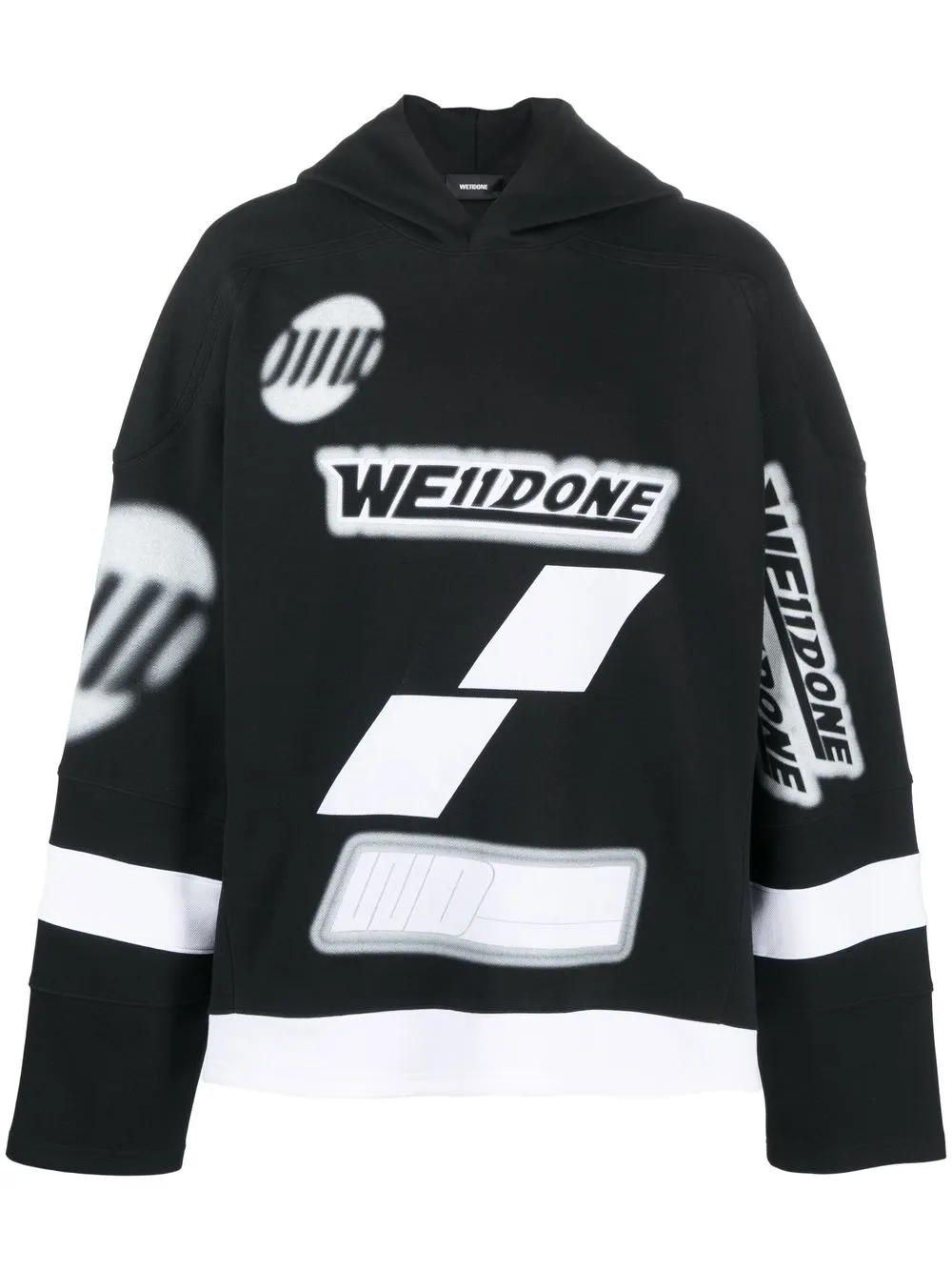

We11done logo-print long-sleeved hoodie - Black