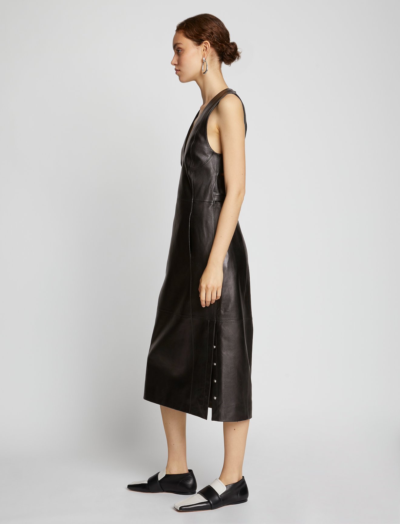 Leather V-Neck Dress #1