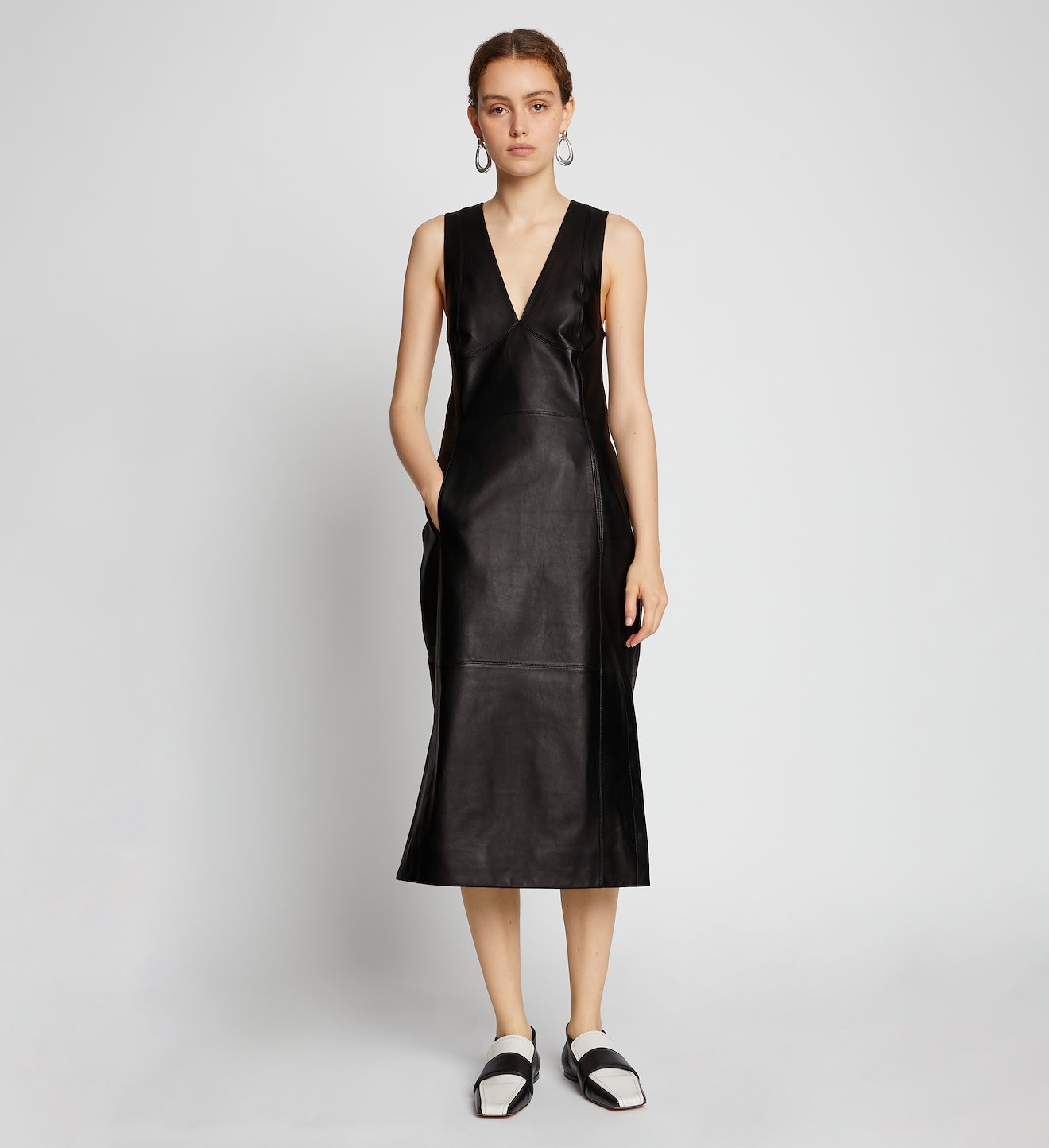 Leather V-Neck Dress