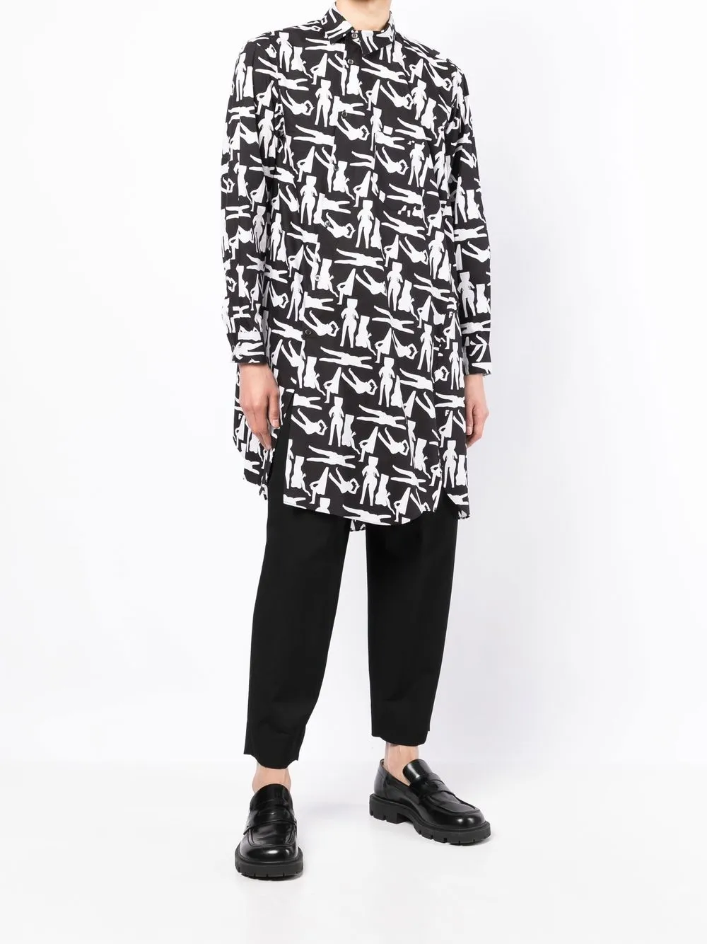 

Black Comme Des Garçons asymmetric long shirt