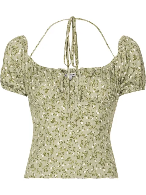 Reformation Habana halterneck floral-print top