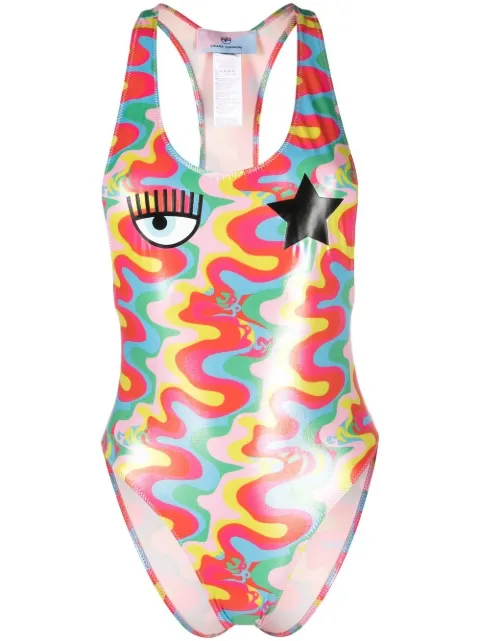 Chiara Ferragni abstract-print racerback one-piece