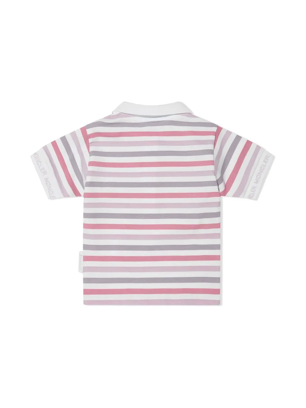 Moncler Girls Pink Stripe Polo Shirt In White