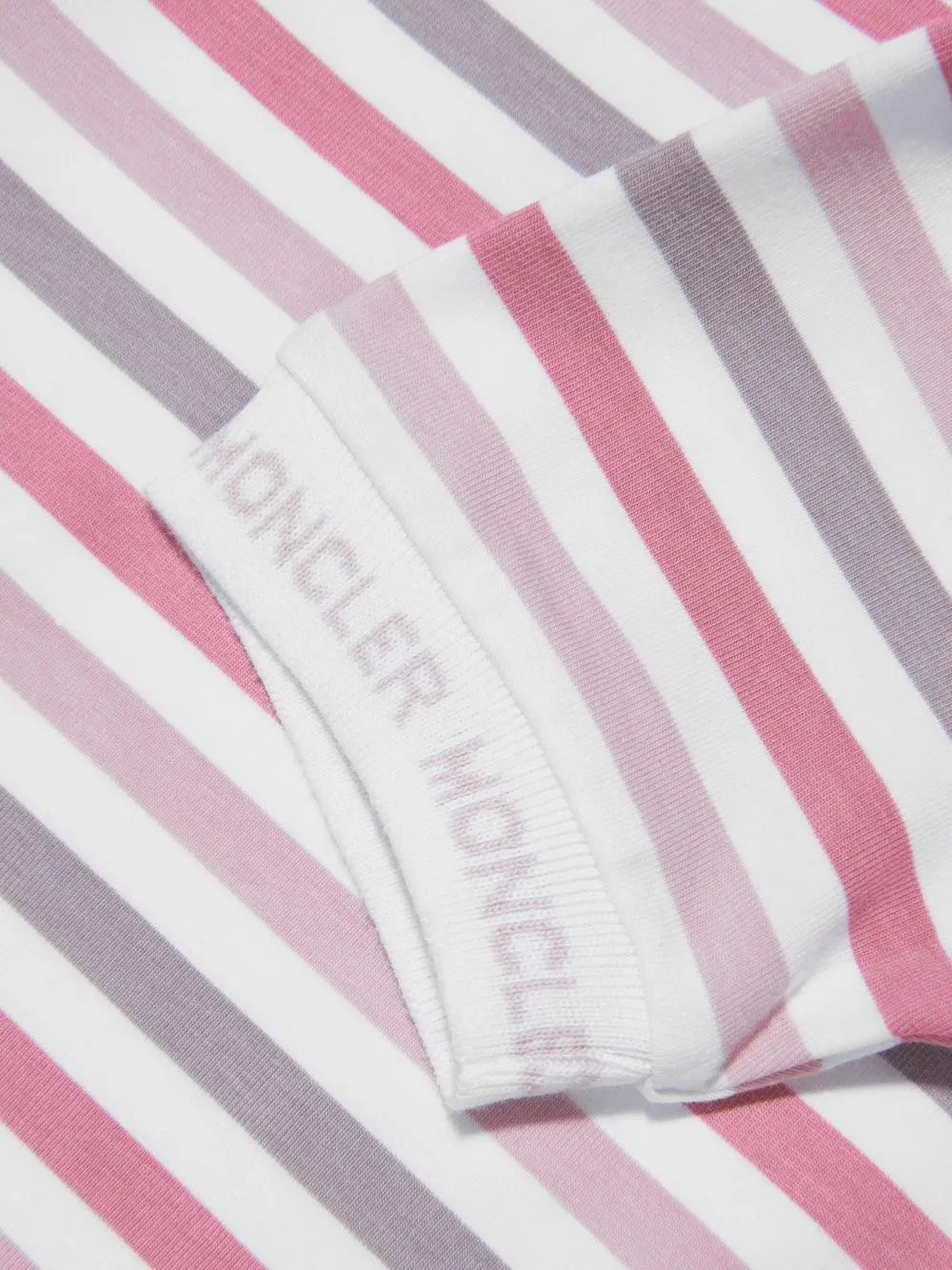 Moncler Girls Pink Stripe Polo Shirt In White