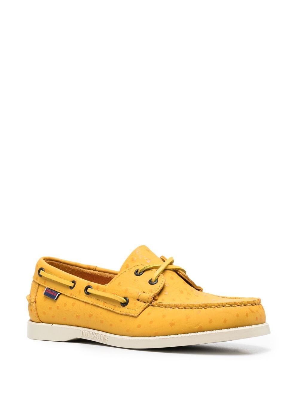 Shop Sebago Polka-dot Leather Boat Shoess In Yellow
