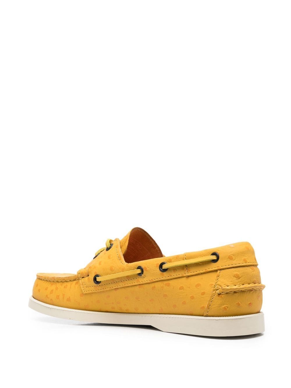 Shop Sebago Polka-dot Leather Boat Shoess In Yellow