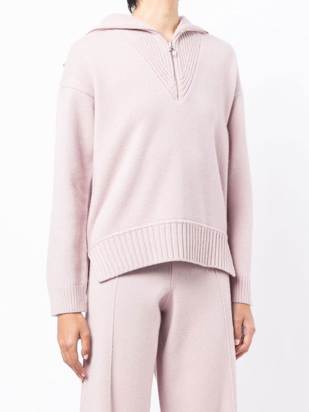 Shop Pringle Of Scotland Half-zip Knitted Jumper In Pink