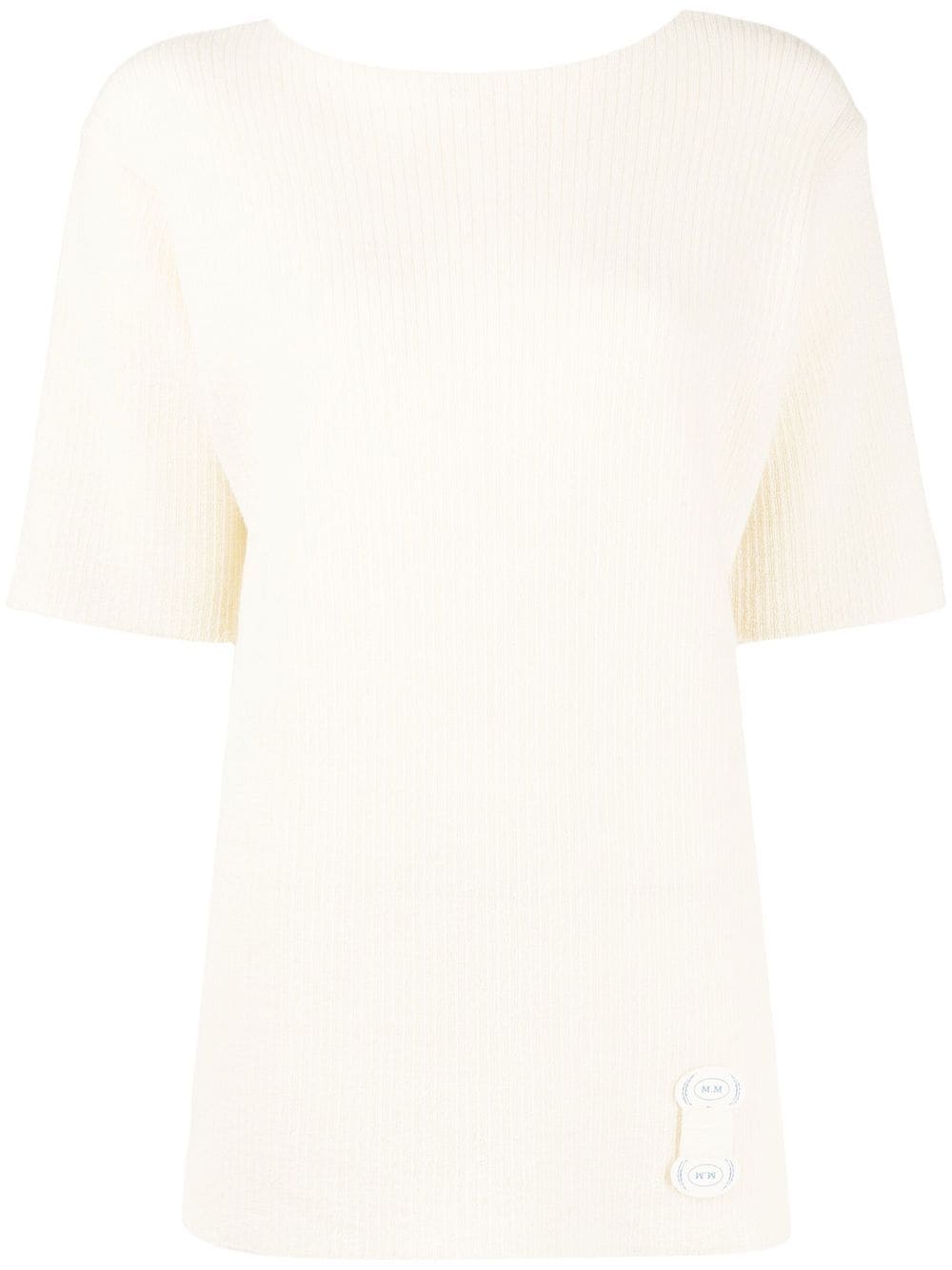 Maison Margiela Ribbed Crew Neck Knitted Top In 中性色