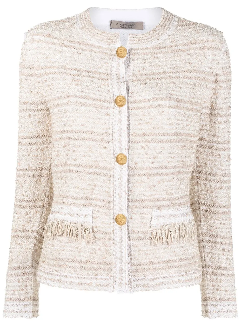 

D.Exterior textured-finish button-fastening jacket - Gold