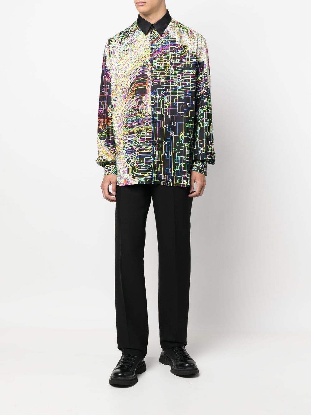 Shop Ferrari Abstract-print Silk Shirt In Black