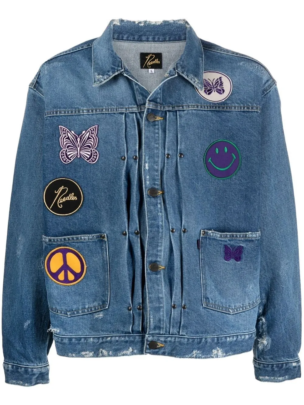 mixed-patches denim jacket | Needles 