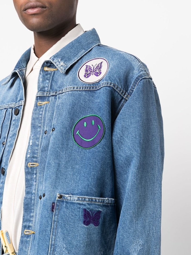 Needles mixed-patches denim jacket indigo | MODES Needles mixed-patches denim jacket indigo | MODES