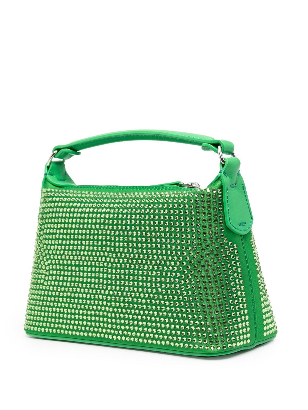 Shop Liu •jo Small Rhinestone-embellished Satchel In Green
