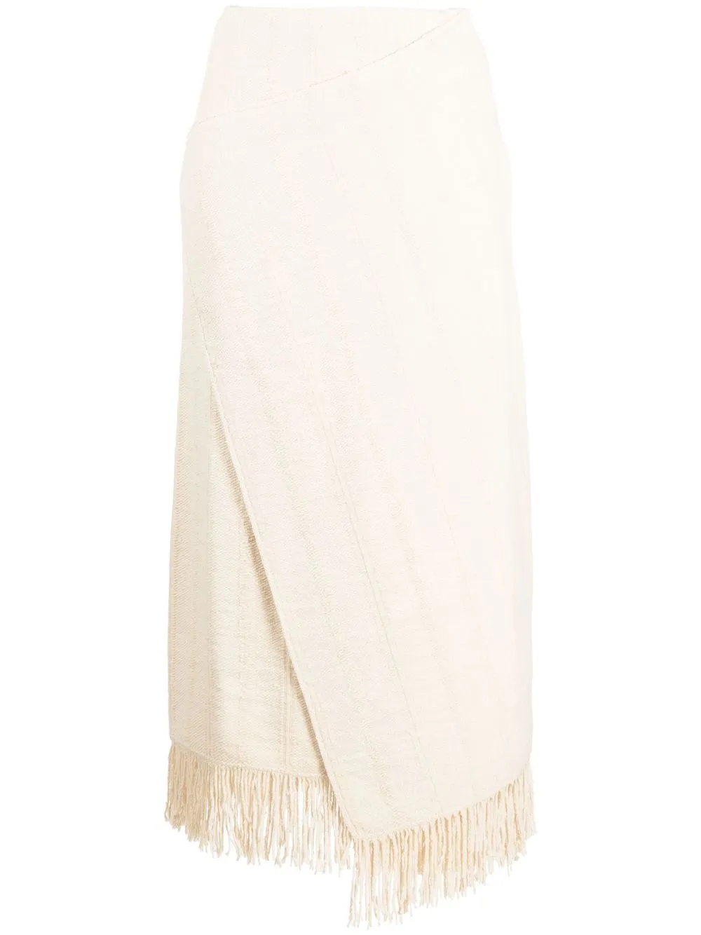 Jil Sander Wrap-effect Fringed Cotton-blend Maxi Skirt In Neutrals