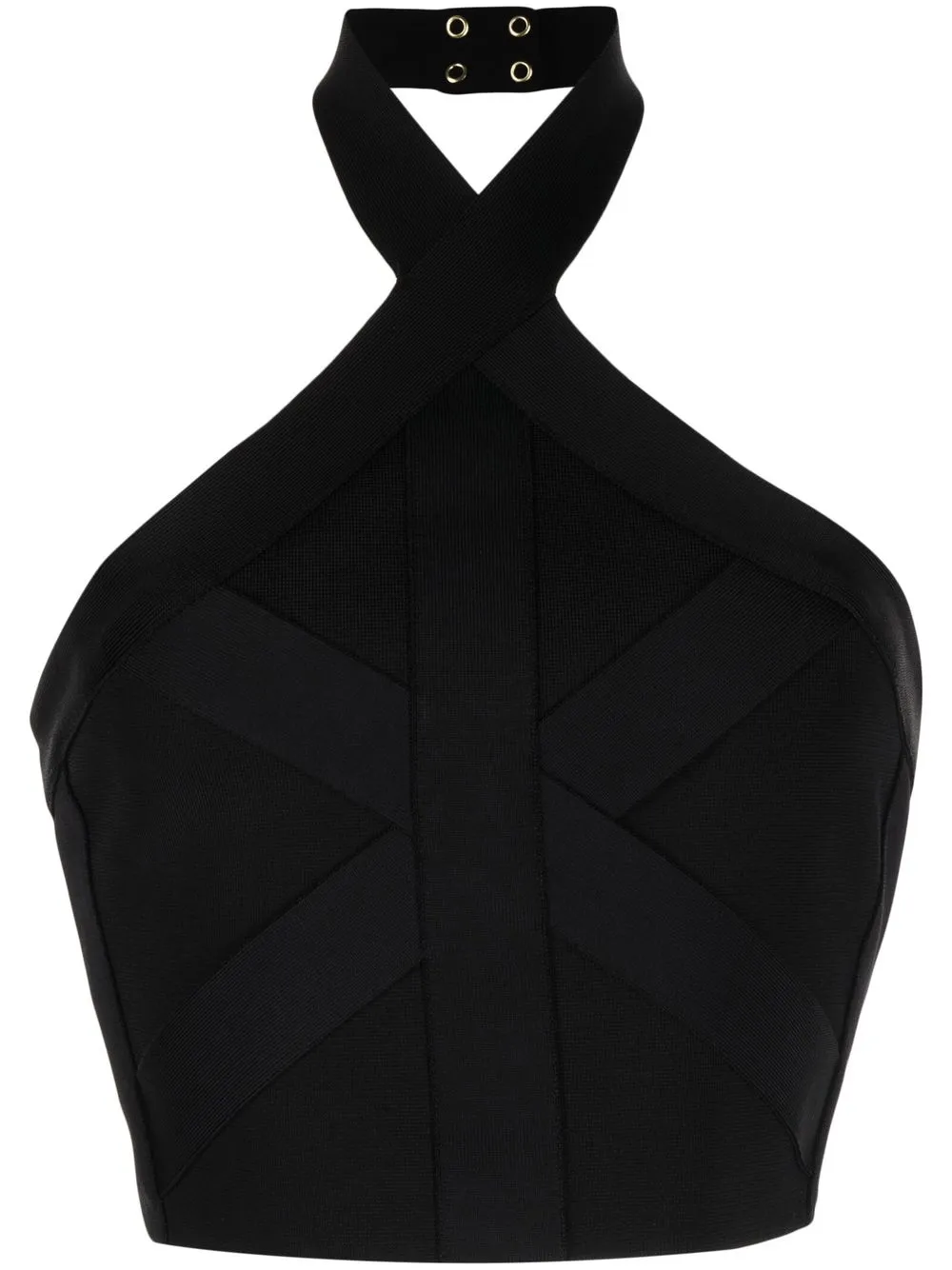 

Balmain top tejido con cuello halter - Negro