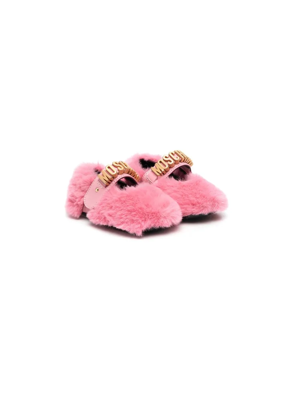 

Moschino Kids faux-fur ballerina shoes - Pink