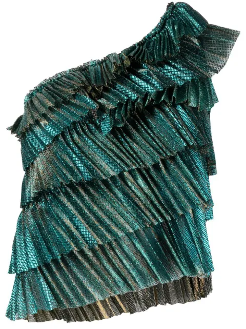 Forte Forte one-shoulder ruffled lamé blouse