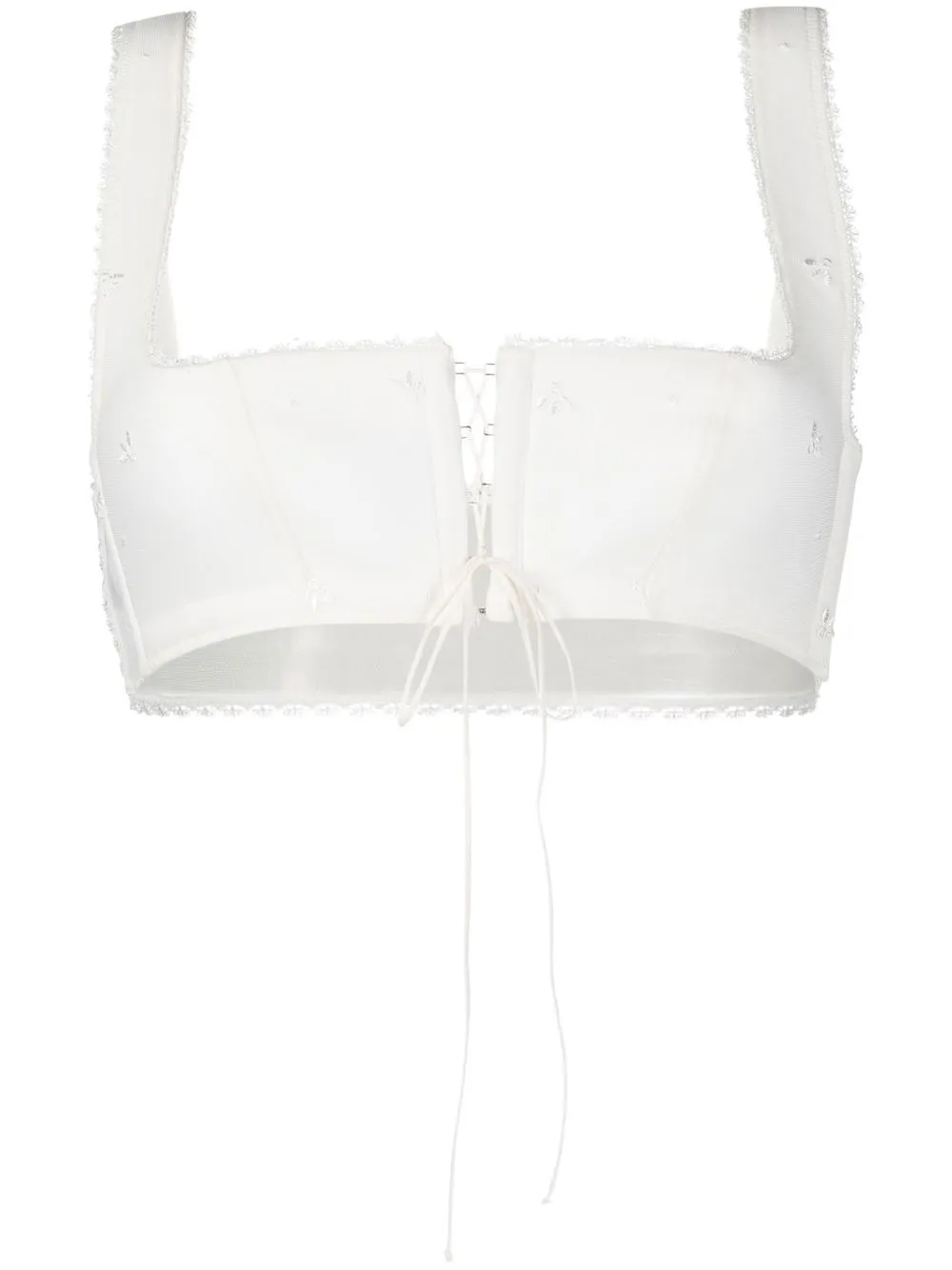 

La Perla floral-embroidered cotton bralette - White